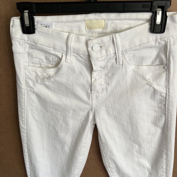 Mother Jeans The Looker Stayin Rowdy Size 25x29 Women White Stretch Distressed - Picture 2 of 14